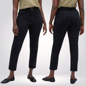NEW EVERLANE Womens Curvy Cheeky Straight Leg Crop Black Jeans High Rise Size 29